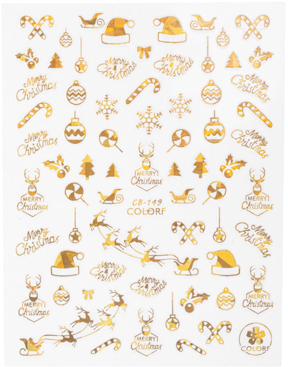 GNB-LAB - Nagelstickers - Dunne Kerstmotieven - Zelfklevend - Goud