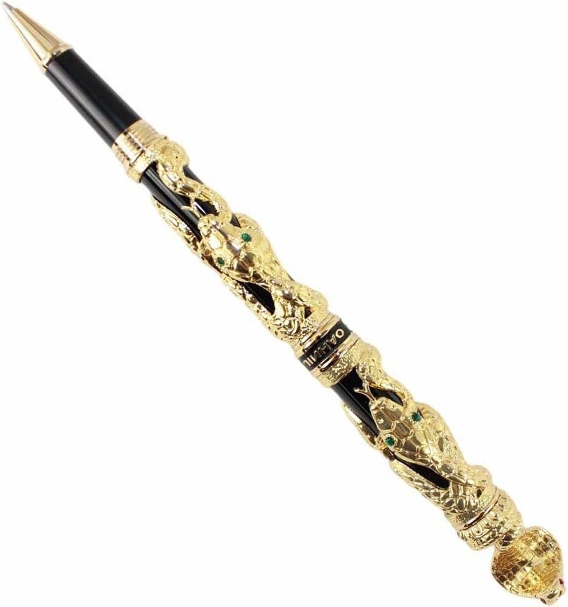 Elegante Rollerball Pen met Zwart en Goud, 3D Slangenpatroon voor Luxe Schrijven