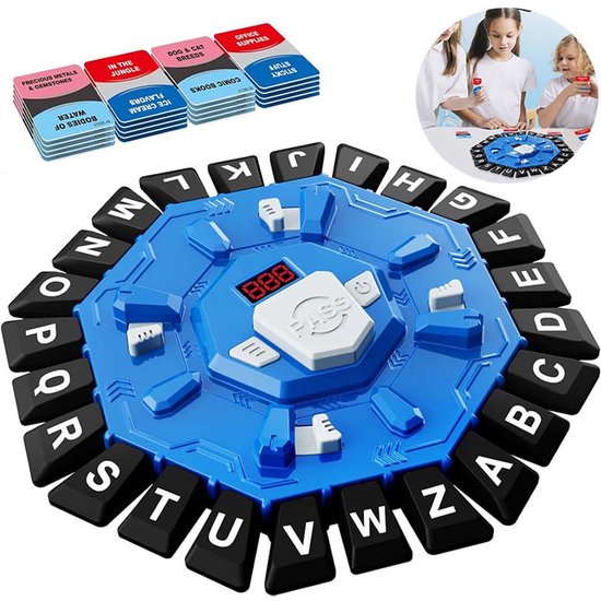 24 letters druk spel – Bordspel voor kinderen & volwassenen – Met 35 kaarten – Snel & leuk leerspel – Vanaf 3 jaar voor jongens & meisjes – Blauw
