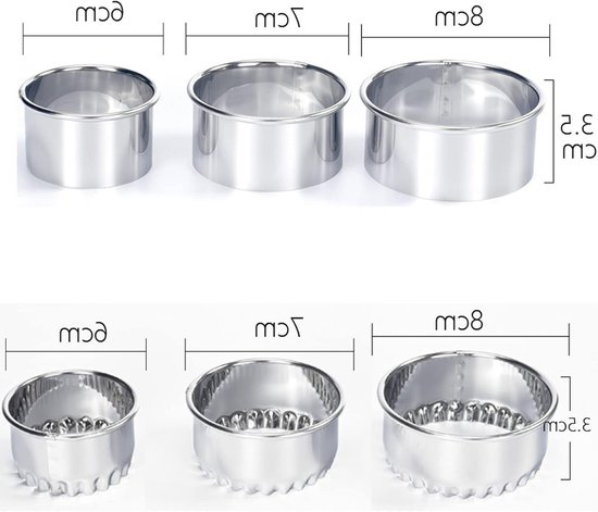 Set van 6 Ronde Raviolivormers en Dumpling Mallen van RVS voor DIY Koekjes en Mousse Desserts van Merkloos — afbeelding 3