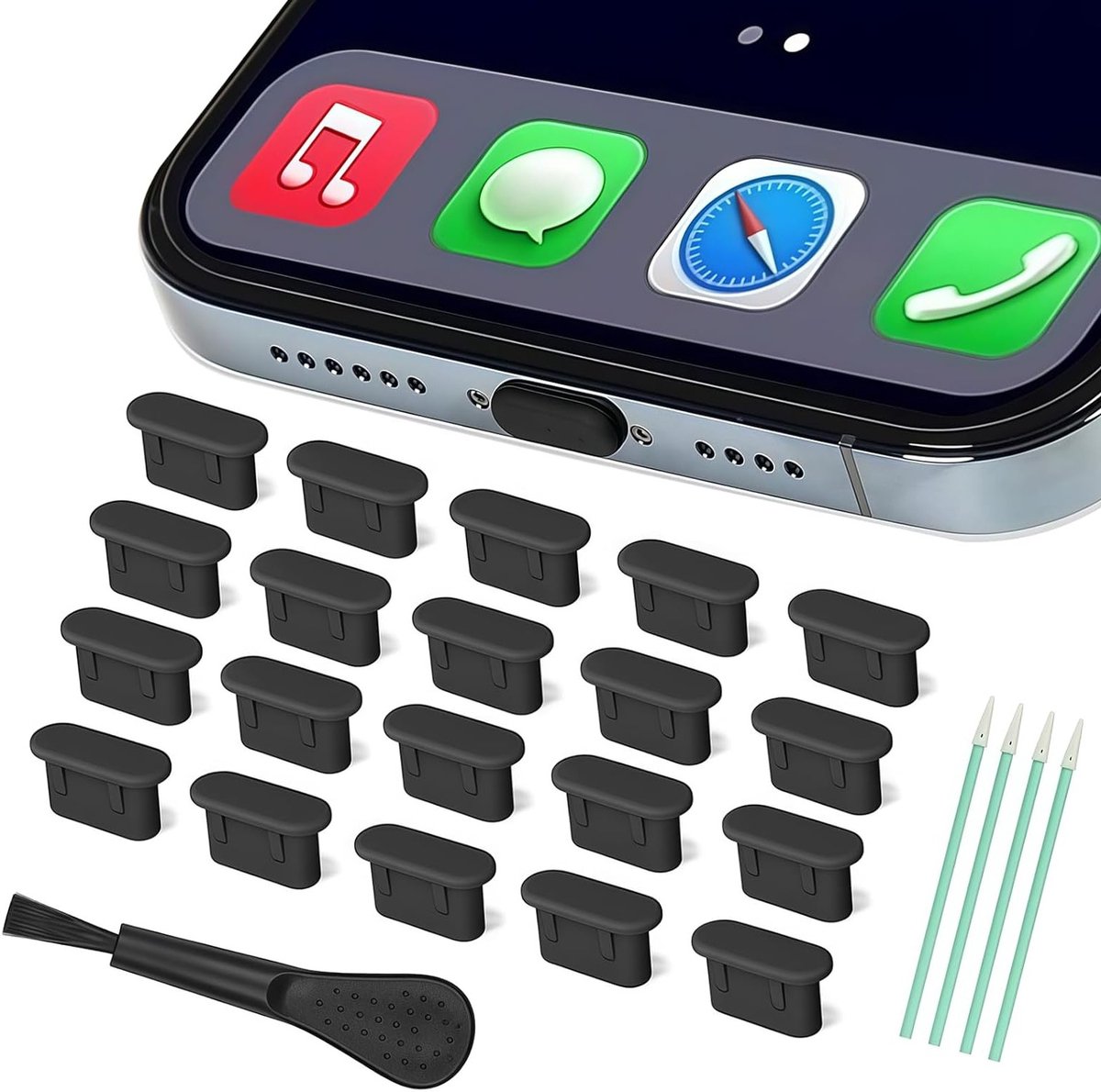 Siliconen USB C Stofpluggen Set - Type C Anti-Stof Stopper voor Opladen en Bescherming van Smartphone Poorten, Geschikt voor iPhone 17/PRO/PRO MAX