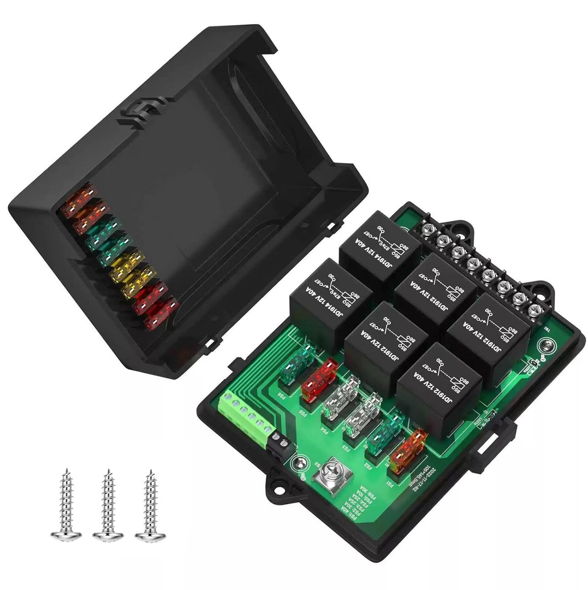 Zekering Relaisbox - Krachtstroom Verdeelblok - Voertuig Elektronica - Waterdicht Ontwerp - 18x13x6 cm - Zwart