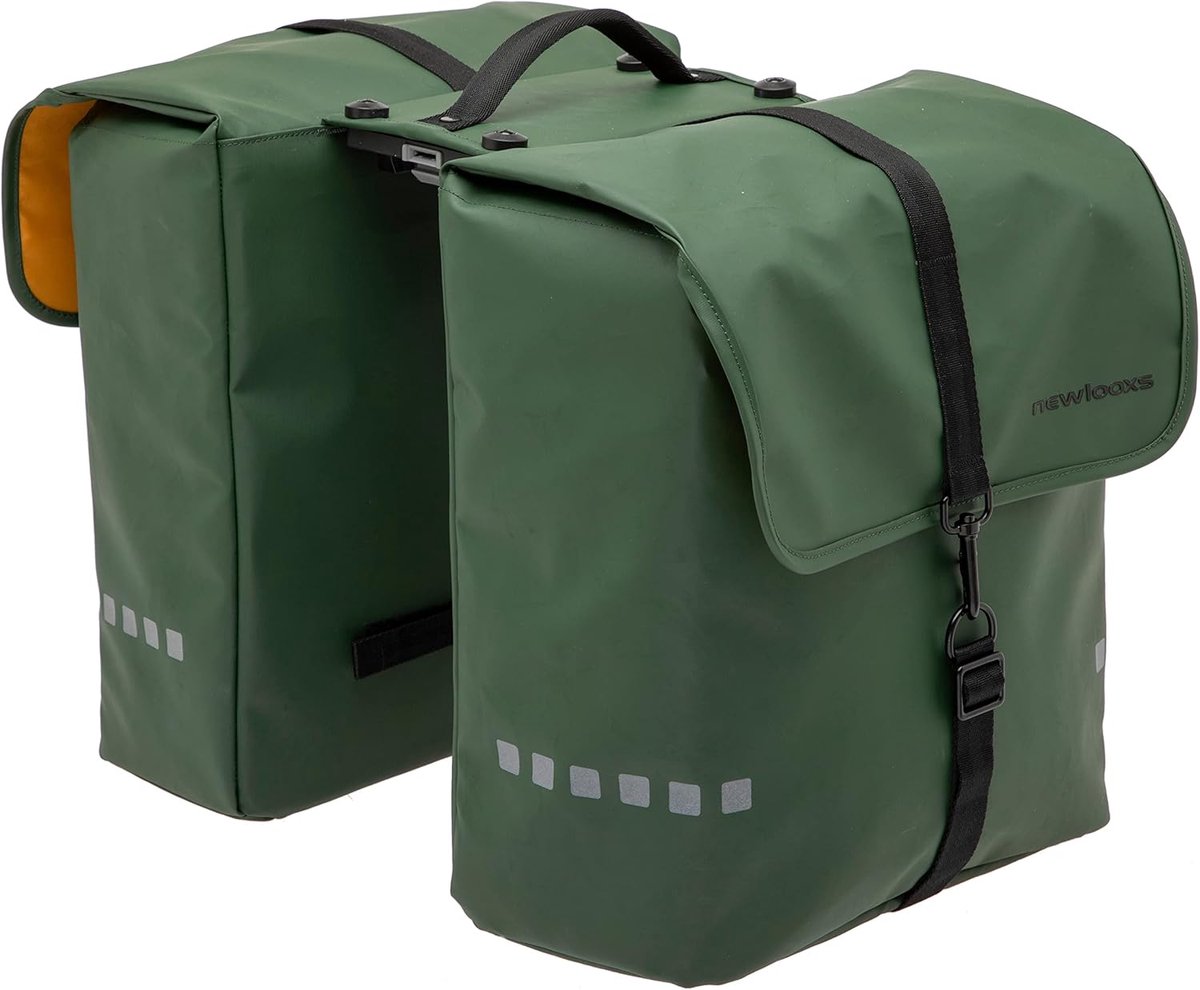 Dubbele Fietstas - Bagagedragertas - Fietsen Boodschappen - Stevig Polyester Materiaal - 39 Liter Capaciteit - Groen