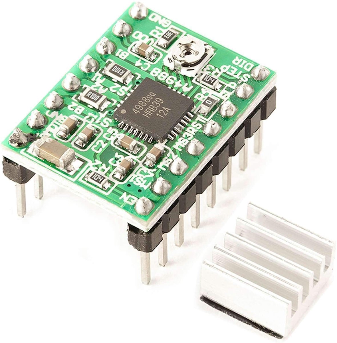 Stappenmotor Driver Module - Motor Controller - 3D Printer Control - Geïntegreerd Koellichaam - 10x6x1.9 cm - Zwart Zilver