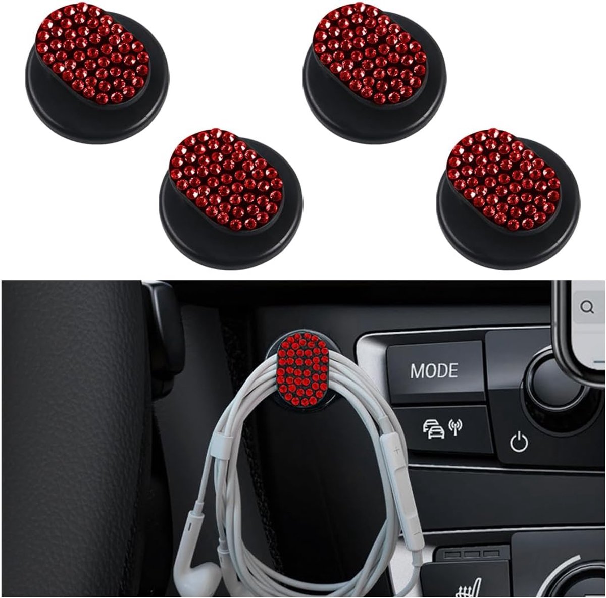 Mini Haken - Auto Accessoires - Opbergen Dashboard - Decoratief Design - Compact Formaat - Rood