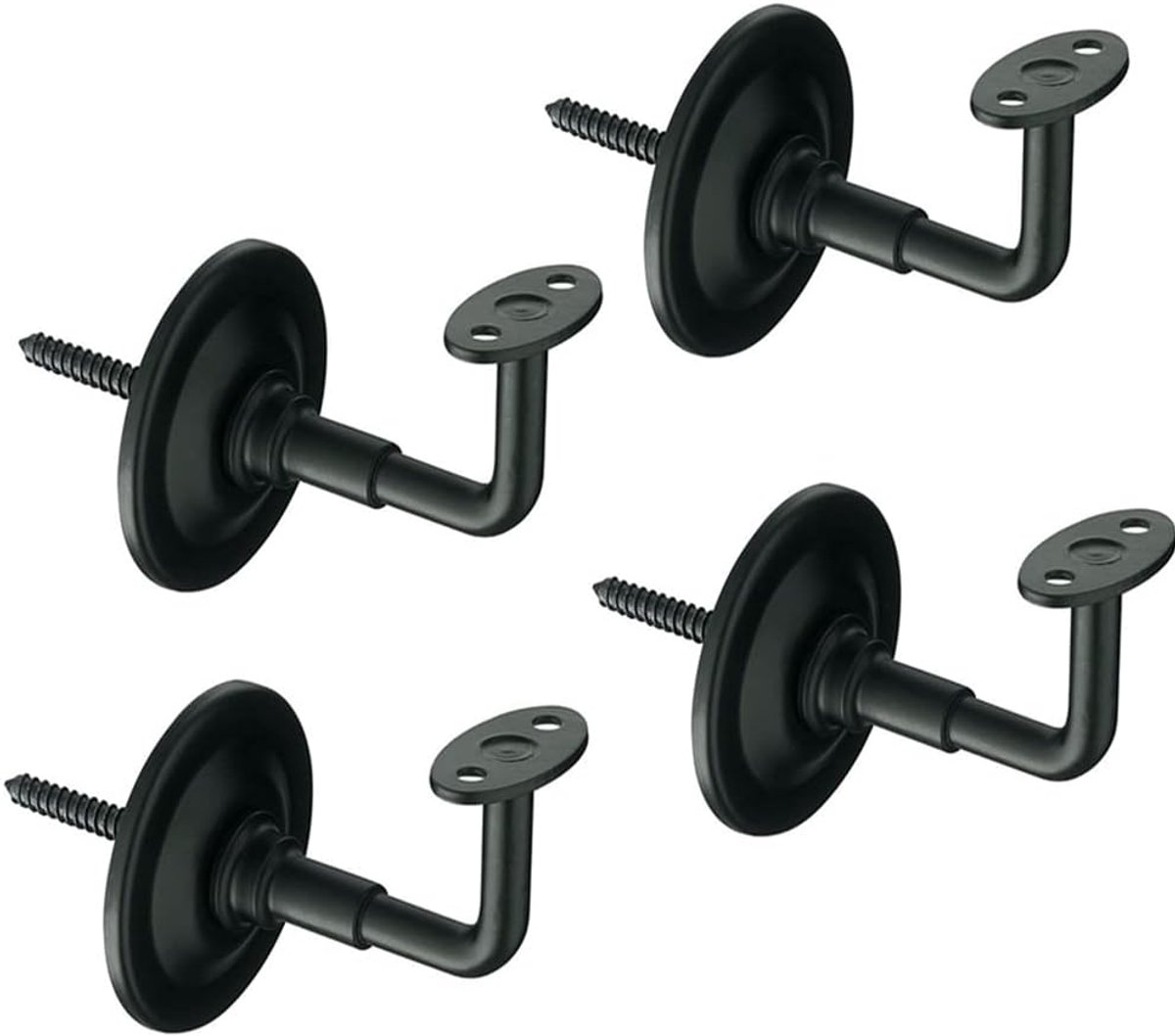 Leuninghouders Set - Trapleuning Beugels - Wandmontage Trappen - Robuust Gelegeerd Staal - 4 Stuks - Mat Zwart