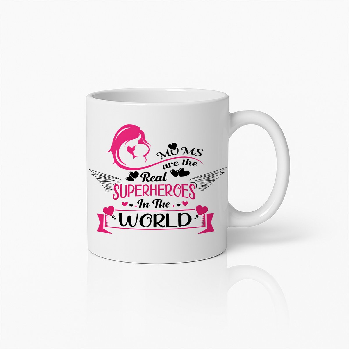 Moederdag Mok - Mums Are The Real Superheroes In The World - Koffiebeker 330ml - Wit