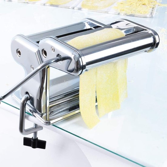 Handmatige Pastamachine - Pastamaker Ravioli Maker - Zelf Pasta Maken - 9 Deegdiktes Instelbaar - Inclusief Ravioli Maker - Roestvrij Staal — afbeelding 2