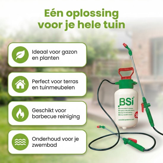 1 x BSI - Drukspuit - Wit/Groen - 5 L - Drukspuit 5 L - Tuinonderhoud - Reiniging - Tuinmeubelen - Terras van Merkloos	 — afbeelding 5