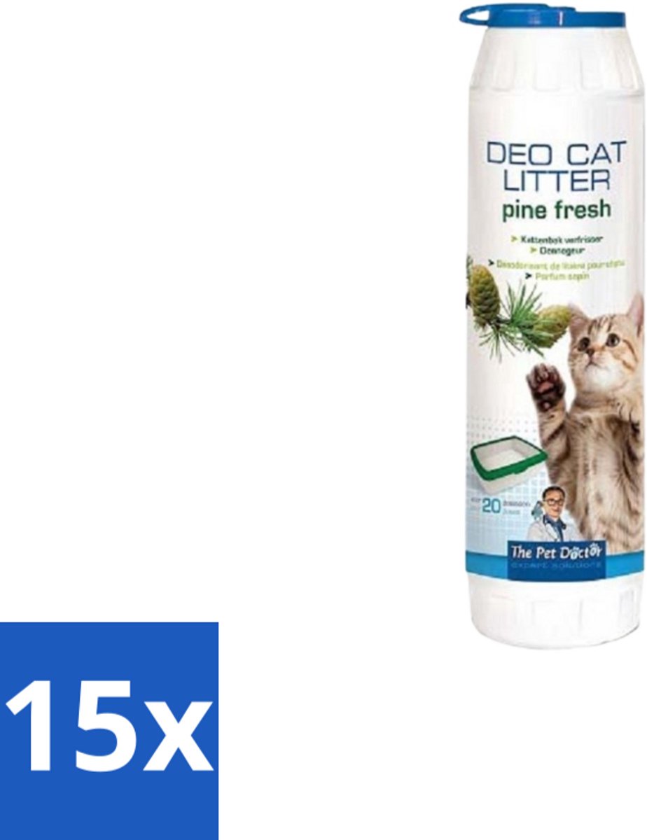 The Pet Doctor – Kattenbak Verfrisser – Deo - Cat Litter Pine Fresh – 750 g - Bulkverpakking - 15 stuks
