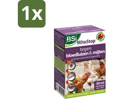 1 x BSI – Mitestop Concentraat – Tegen Bloedluizen & Mijten – 50 ml - Bloedluizen Bestrijding - Vogelmijten Bestrijding - Ectoparasieten Bestrijding - Pesticidevrije Bestrijding - Vogelplagen Voorkomen