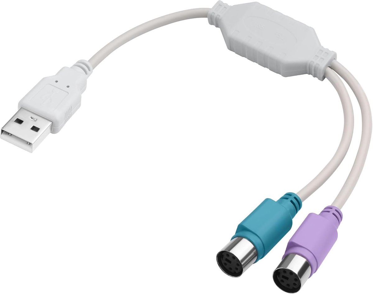 USB naar PS2 kabel - Adapterkabel - Oude apparaten aansluiten - Plug and Play - 33.8 cm - grijs