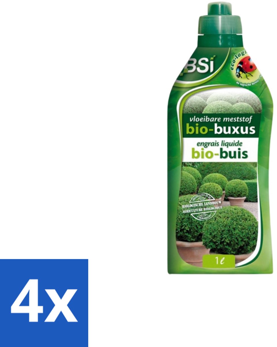 BSI – Bio Buxus Meststof – Gezonde Groei & Diepgroene Bladeren – 1 L - Voordeelverpakking - 4 stuks