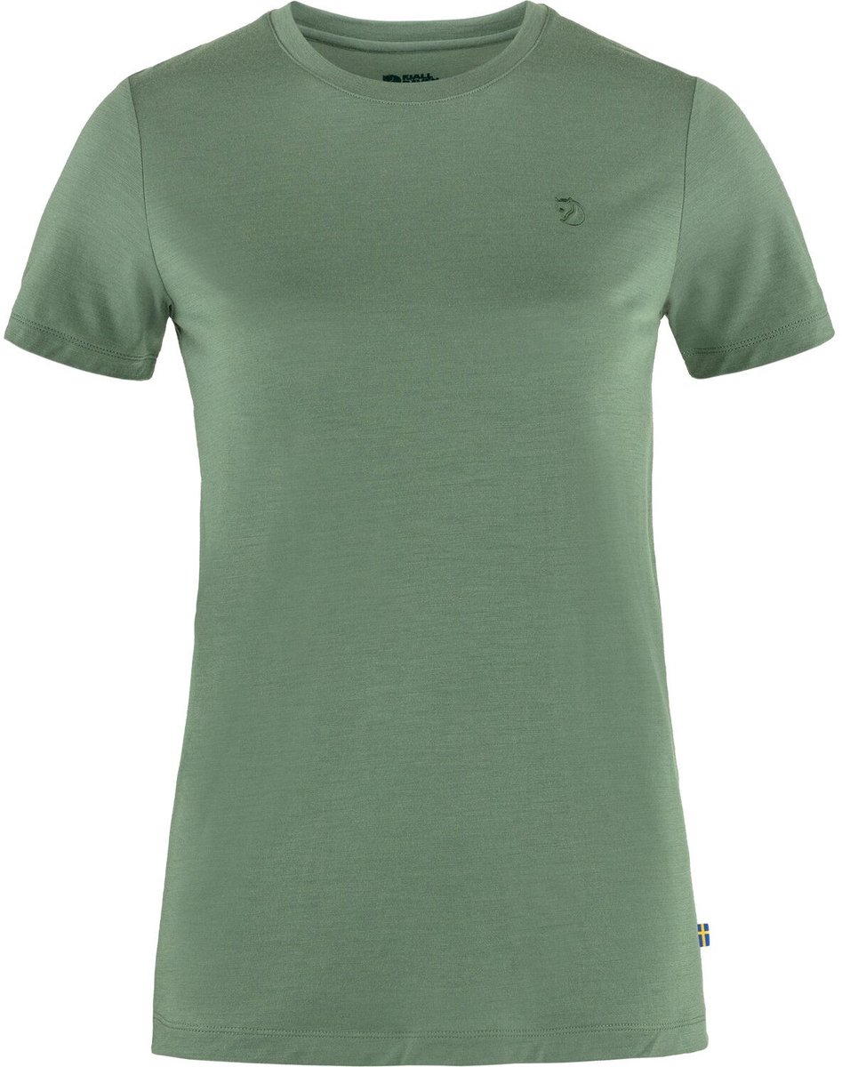 Fjallraven Abisko Shirt Wool Ss Dames Blauw