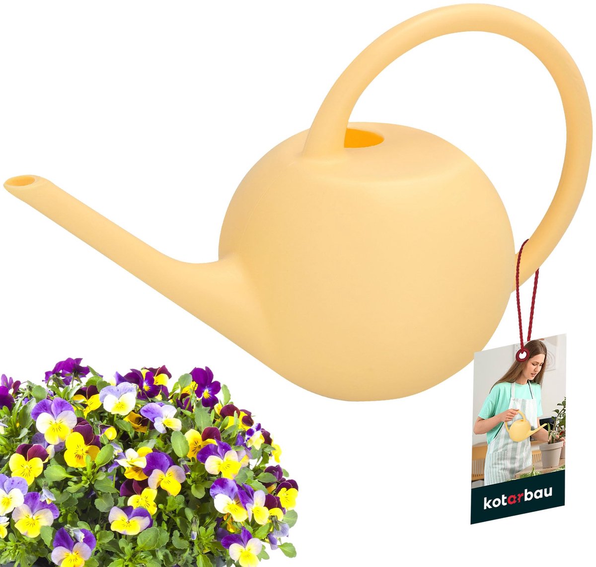 KOTARBAU® Gieter, Plantengieter, Kunststof, 1,2 L, Geel, Lange Tuit, Gieter Kamerplanten, Bloemengieter, voor Binnen en Buiten, Compact Ontwerp