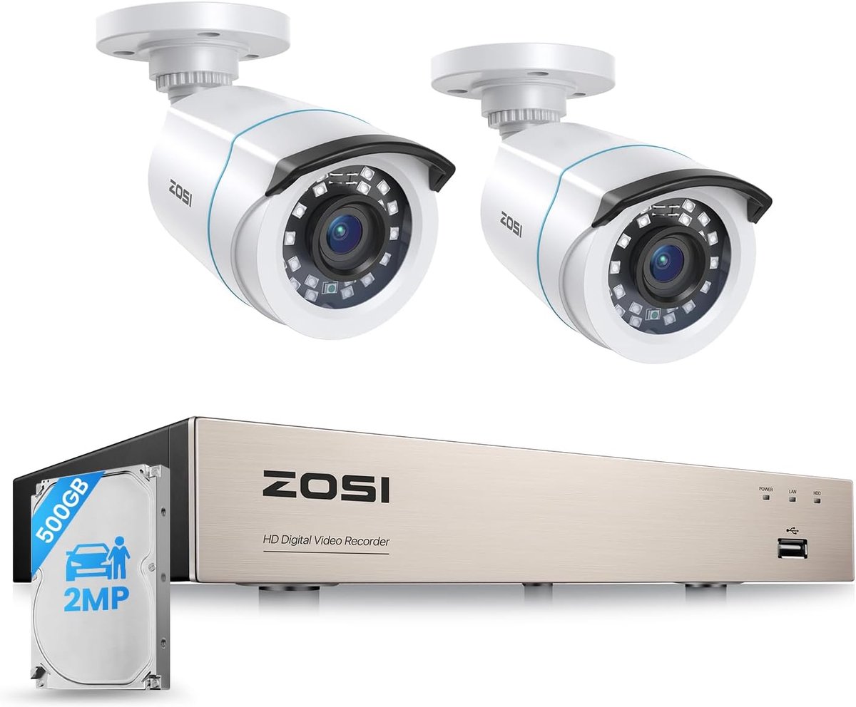 Bewakingssysteem met camera's - Beveiligingskit DVR - Huis en kantoor - Persoonsdetectie nachtzicht - 10x10x8 cm - Wit
