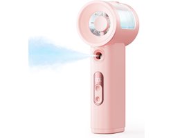 Handventilator met waterspray - 5 snelheden, 4000 mAh, compact ontwerp, mistventilator voor strand reizen festivals en buiten - Roze