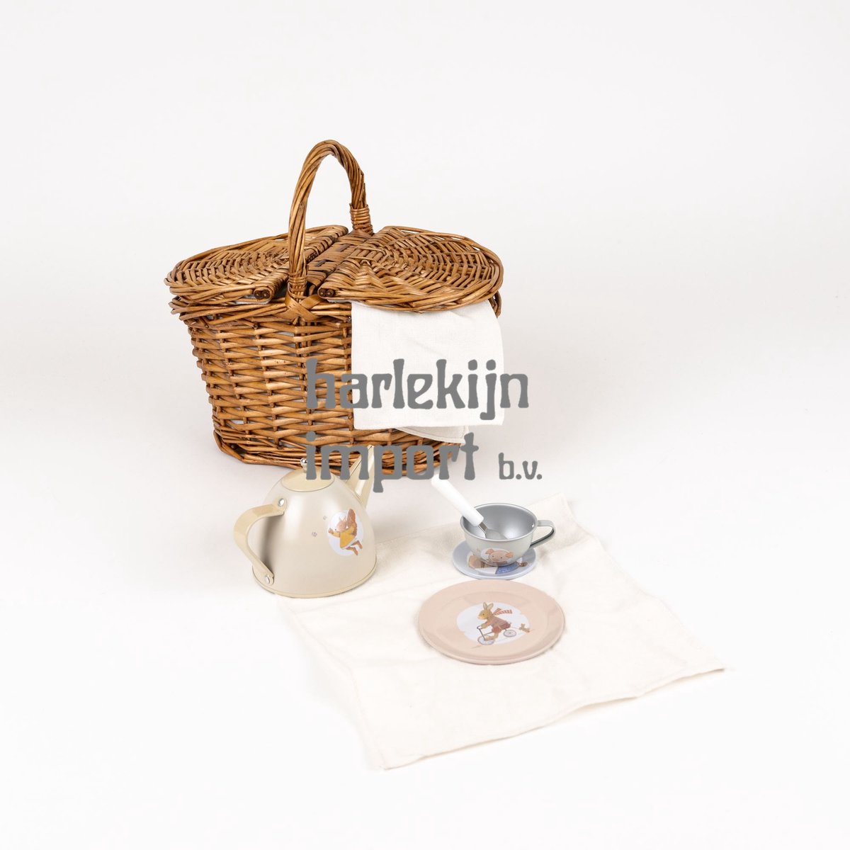 Egmont Toys theeset speelgoed vrienden in mand 26x16x22 cm 3 jaar+.
