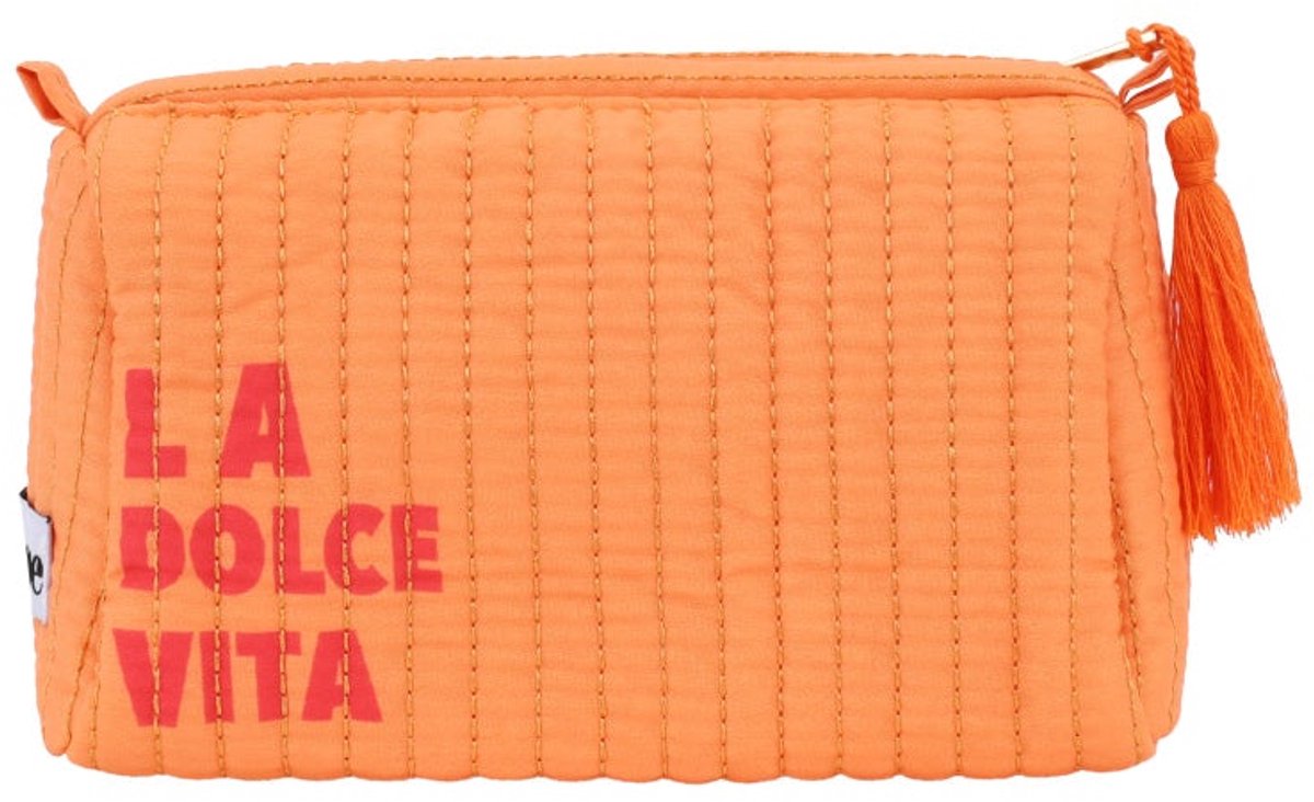 La dolce vita make-uptas - oranje Make up organizer - Toilettas dames - Make up tasje - Vrouwen toilettas- Travel essentials - Reizen- Reistas