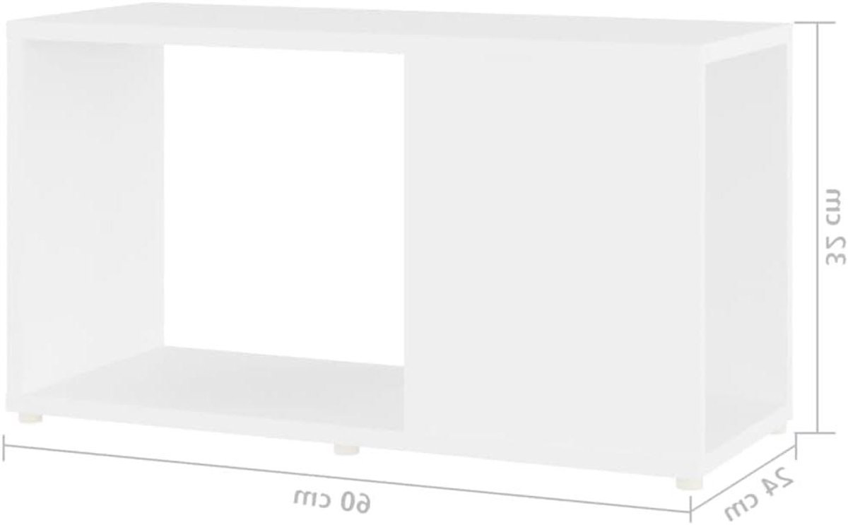 Tv-kast Hout - Opbergmeubel - Woonkamer Inrichting - Ruimtebesparend Ontwerp - 60x24x32 cm - Wit