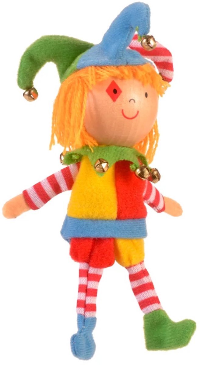 Fiesta Crafts vingerpop nar multicolor educatief speelgoed.
