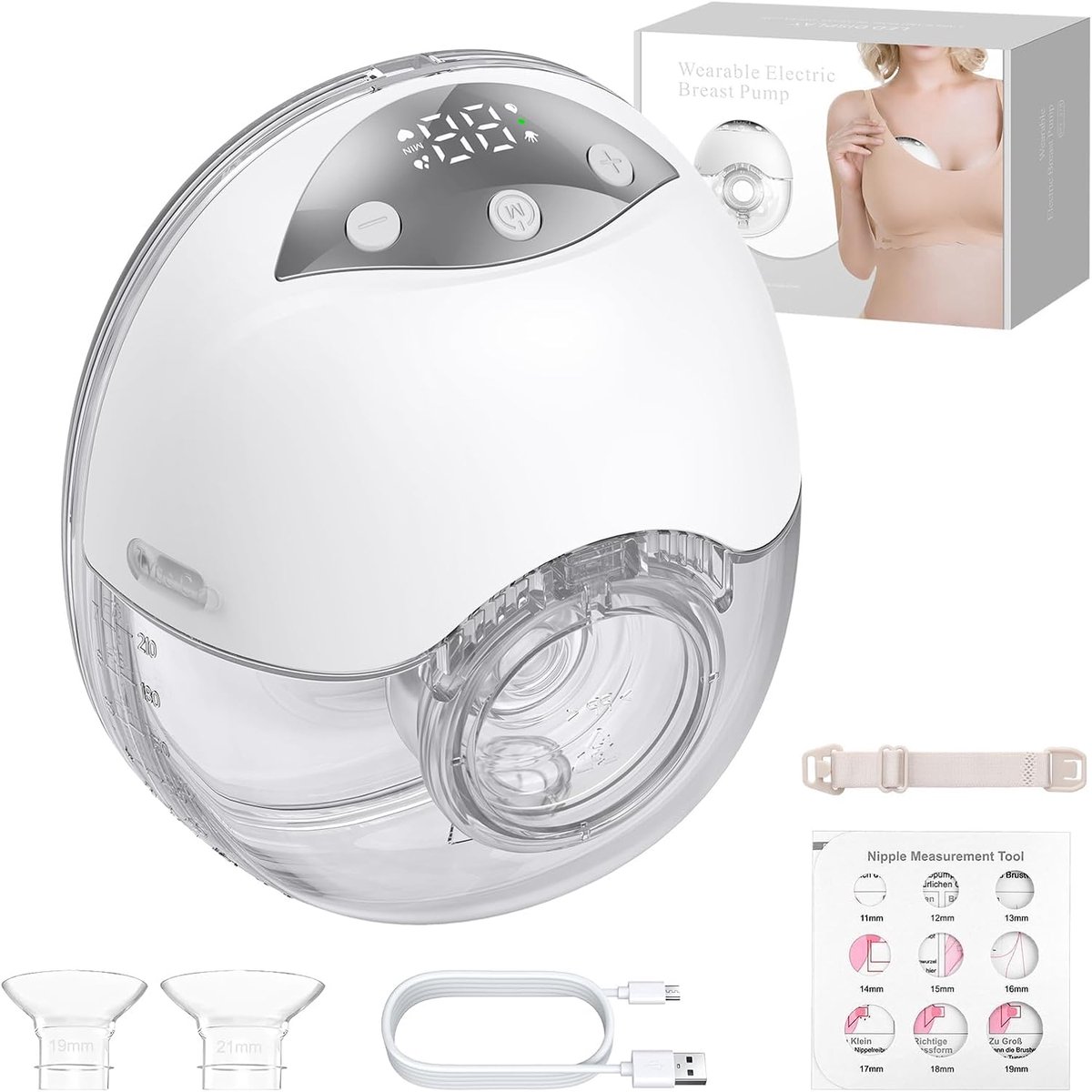 Draagbare Borstkolf - Handsfree Kolf - Moedermelk Afkolven - Ultrastil Ontwerp - 210ml - Wit