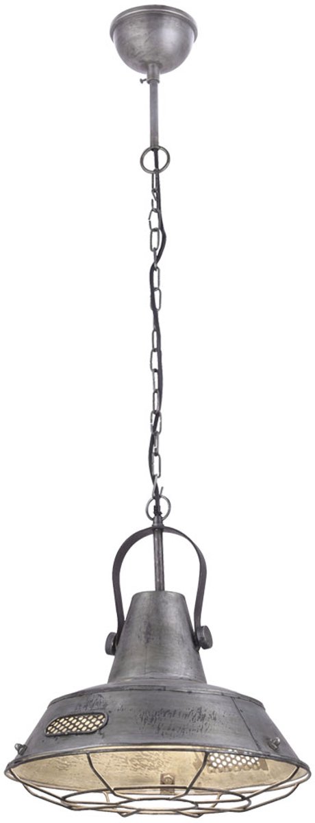 Hanglamp industrieel raster eetkamerlamp retro zilver, metaal, E27 fitting, DxH 38x120 cm