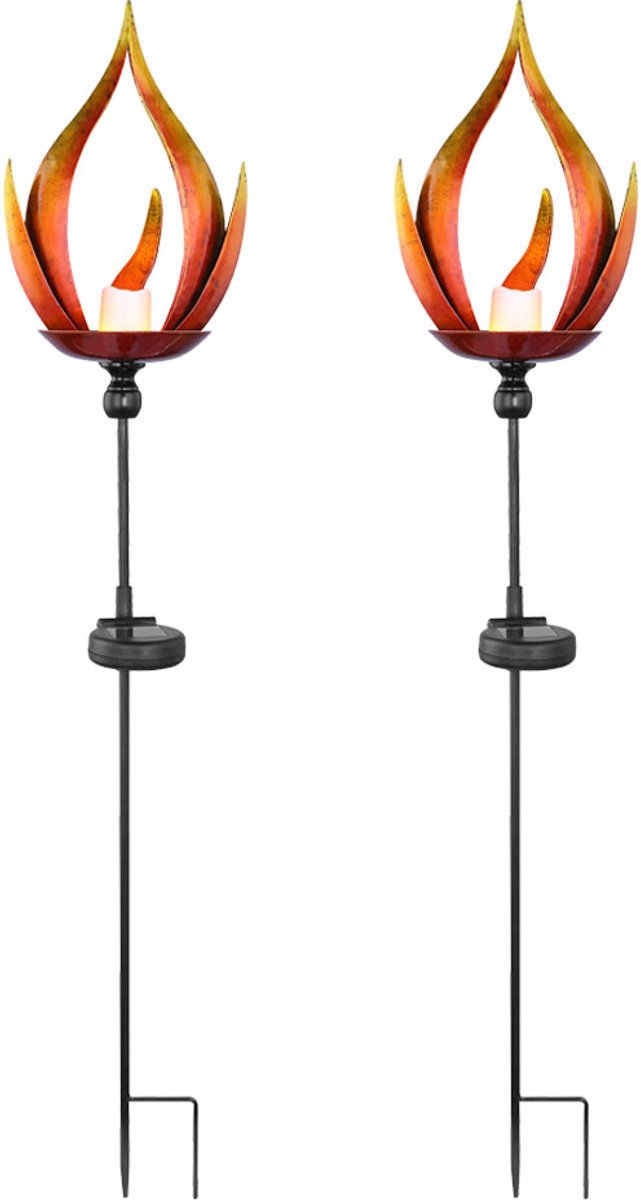 Solarlamp Solarlamp Buitenlamp Vlammende tuinlamp Entree, metaal zwart, 1x LED, DxH 18x93 