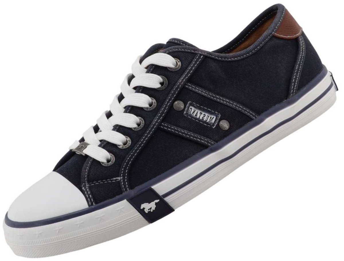 Mustang heren sneaker van canvas blauw