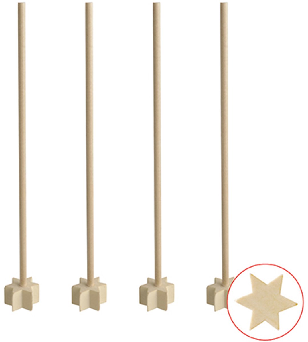 10x 50 Cocktail stamper hout pure 17 cm natuur Star
