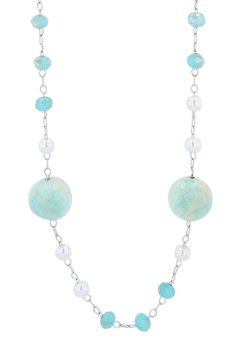 AKZENT Akzent dames ketting met hanger Gosia ketting "Gosia", roestvrij staal, zoetwaterparels & amazoniet