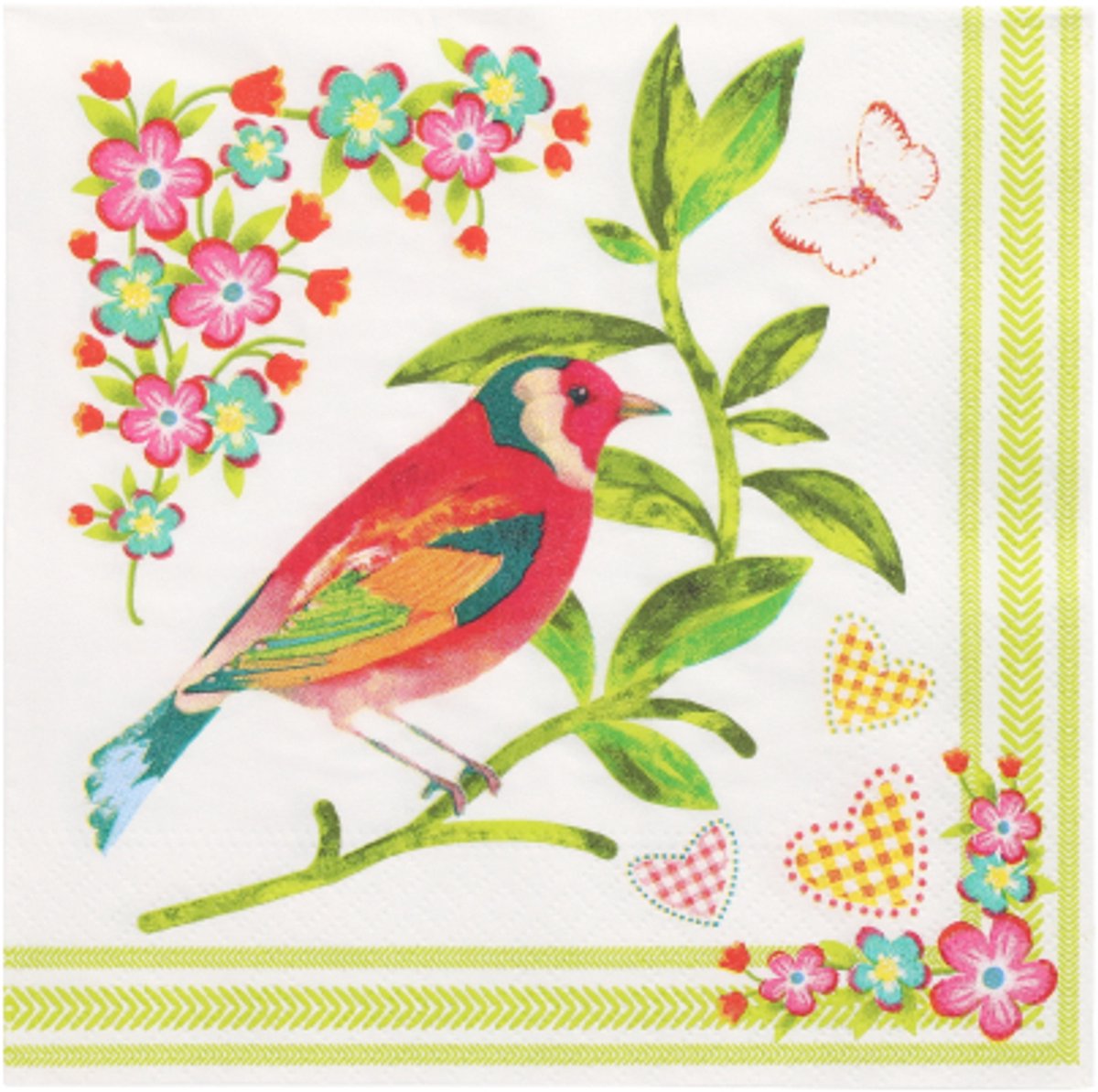 10x 20 Servetten 3-laags 1/4 vouw 33 cm x 33 cm Birdie