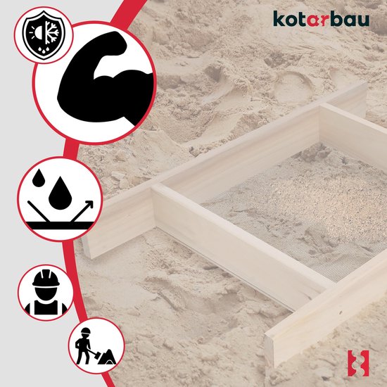 KOTARBAU® Grondzeef, Bouwzeef, 2 x 2 mm, Staal + Hout, 80x50 cm, Zandzeef, Zwart Natuurlijk, Tuinzeef, Grote Grondzeef, Compostzeef, voor Aarde en Stenen van Merkloos	 — afbeelding 5