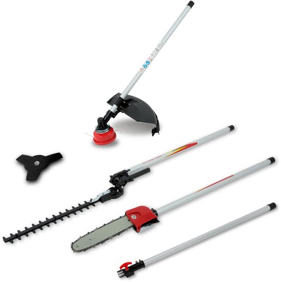 EBERTH bosmaaier stronkmaaier grastrimmer, multitool 4-in-1 op benzine inclusief draagriem, 3 pk, cilinderinhoud 52 cc tweetaktmotor, maaihoofd met automatische draadvoeding stronkmes, heggenschaar,takenzaag, trekstart van Merkloos	 — afbeelding 4