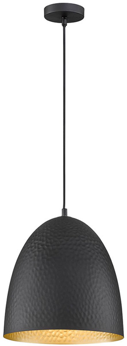 Hanglamp Hanglamp Woonkamerlamp Eetkamerlamp Plafondlamp, metaal zwart goudkleurig, 1x E27, H 140 cm