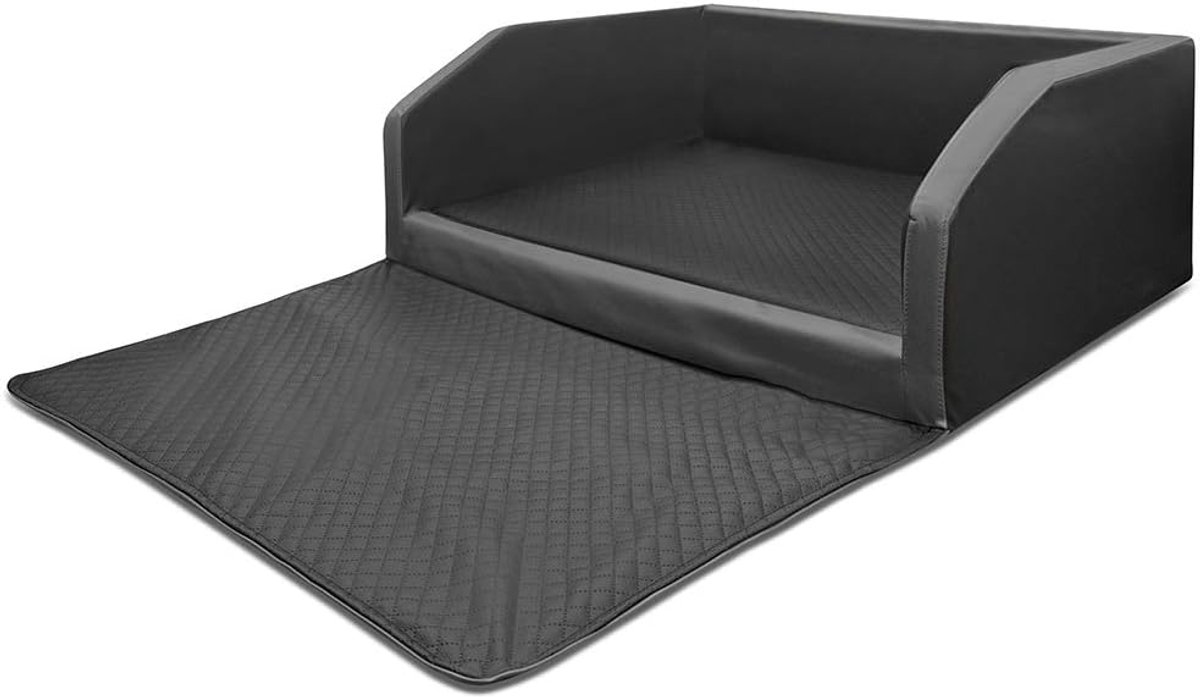 Honden Autostoel - Hondenmand Kofferbak - Veilig Reizen - Waterbestendig Kunstleer - 100x80x38 cm - Zwart Donkergrijs