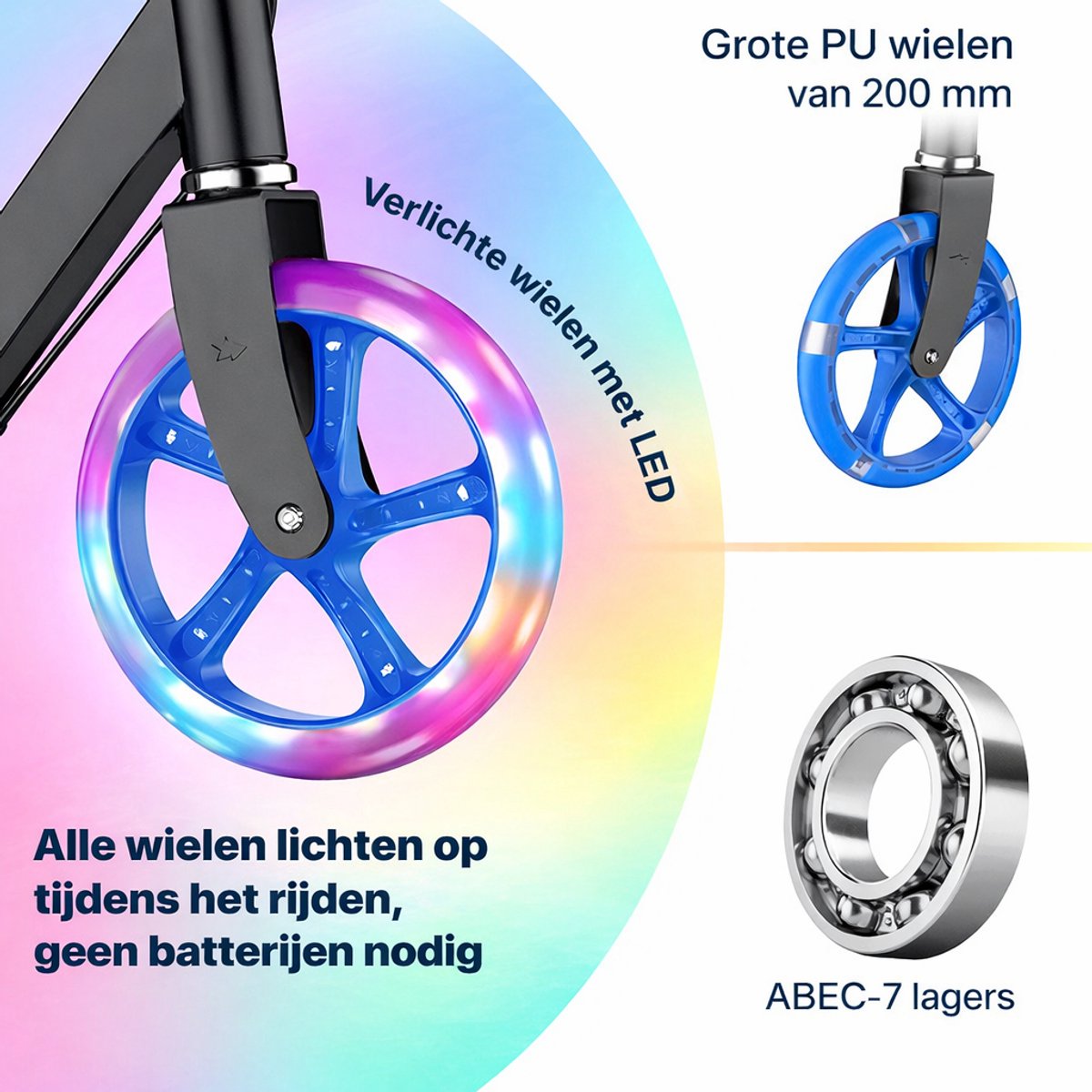Opvouwbare Step 20cm - Verstelbaar stuur + LED-wielen
