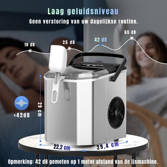 REN®Ijsblokjesmachine - ijsmachine -ijsblokjesmakers - 8 ijsblokjes per 15 minuten - 9cm x 22cm x 13cm; 6.72 kg van Merkloos — afbeelding 3