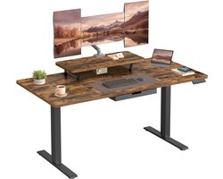 VASAGLE LSD154KD01 – In Hoogte Verstelbaar Bureau – 140 x 70 cm – Monitorstandaard – Lade – USB-C Poort