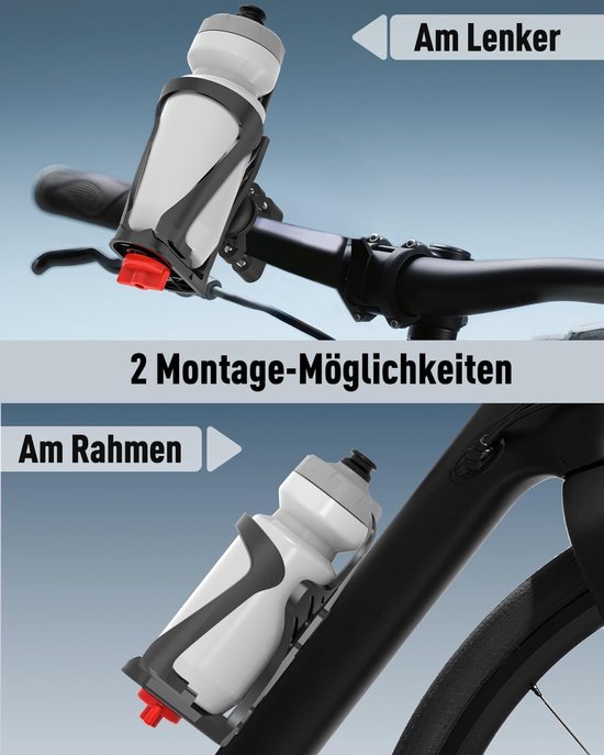 Bekerhouder - Fietsbekerhouder - Verstelbare bekerhouder - Geschikt voor diameters van 48–71 mm - Bevestiging voor stuur-frame - Geschikt voor mountainbikes, scooters, rolstoelen en kinderwagens - Zwart — afbeelding 3