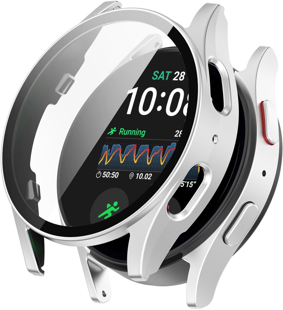 By Qubix - Hard case waterdicht - Zilver - Geschikt voor Samsung Galaxy Watch 7 - 40mm