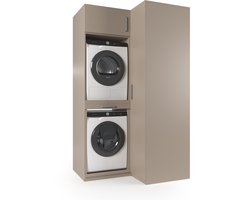 Wasophoogte® Wasmachine Kast Madrid - Wasmachine verhoger - Wasmachine ombouw - 700(D)*1365(B)*2350(H) mm - Zwart