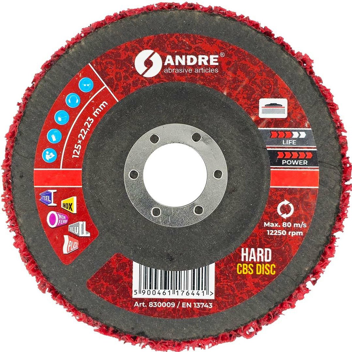 Andre CBS-Serie - Schuurschijf - 125mm - Hard - Rood