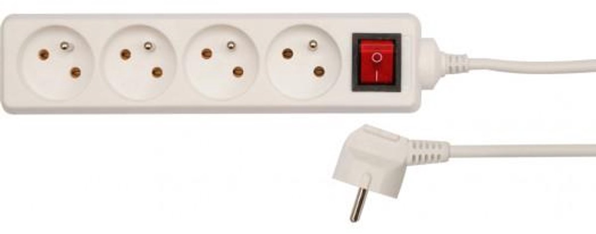 Vorel Serie - Wit Stroomverlengsnoer - 4 Stopcontacten - 1,5m - Aardingscontact