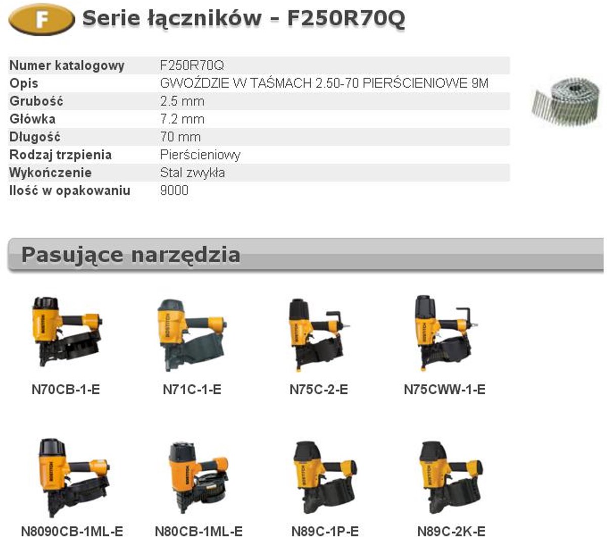Bostitch F Serie - Ring Gespijkerde Spijkers - 2,5mm - 70mm - Voor Pneumatische Gereedschap