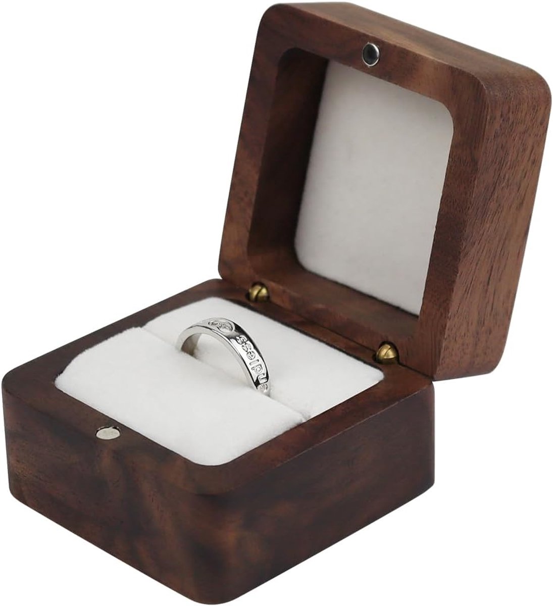 Trouwring Doos - Juwelendoosje Vierkant - Bijzondere Momenten - Magnetische Sluiting - 5.5 x 5.5 x 4 cm - Wit