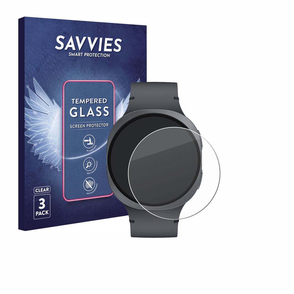 Savvies - Glas Screenprotector voor Samsung Galaxy Watch 8 (44 mm) - Gehard Beschermglas 9H 3 Stuks