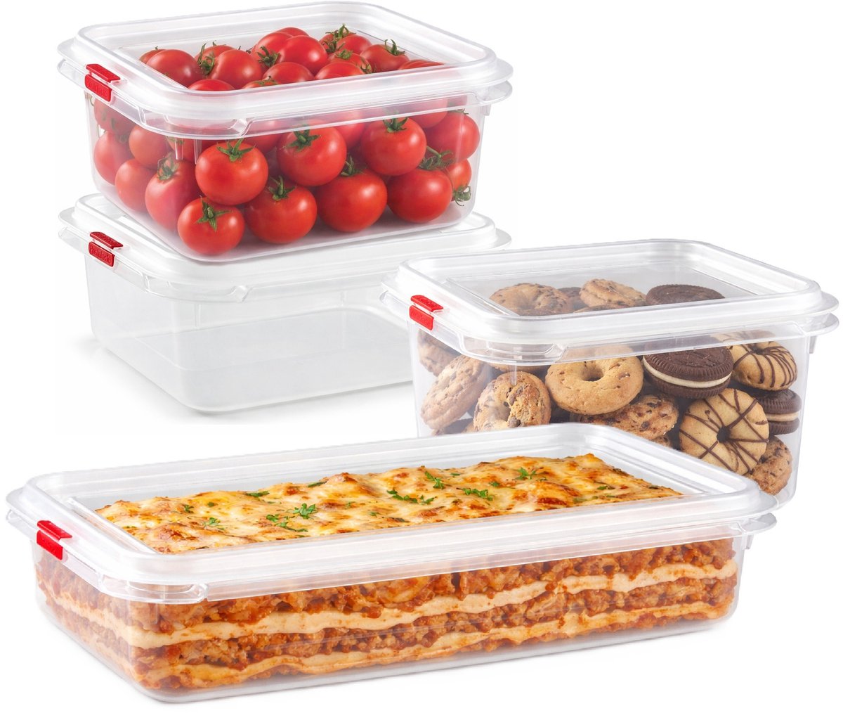 Plasticforte Vershoudbakjes set Frost - 4x stuks - vriezer bakjes - kunststof - diverse maten - 1000-1600-2300 ml - nestbaar
