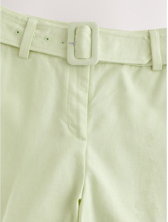 Next - Dames - Culotte met riem en veel linnen, petite - Petite - Groen