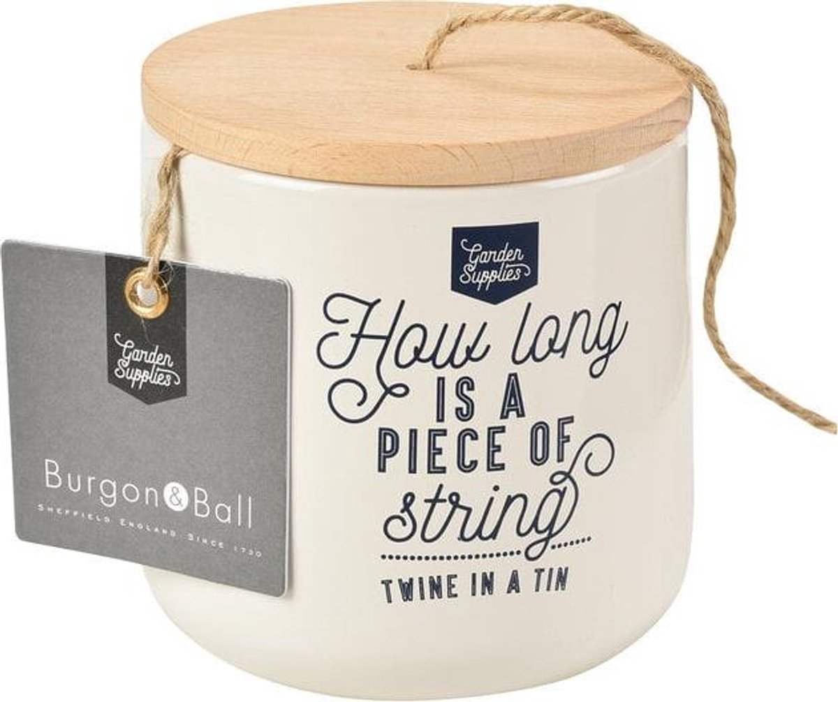Burgon & Ball Blikje touw met houten deksel Crème wit